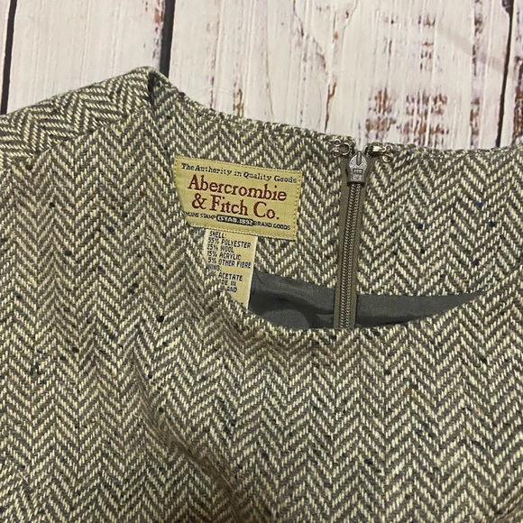Vintage Abercrombie & Fitch High Neck Herringbone Wool Blend Mini Dress Size M - Picture 5 of 6